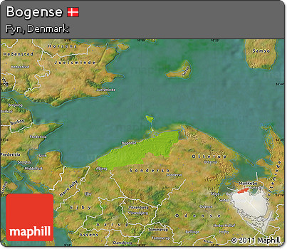 Physical Map of Bogense, satellite outside