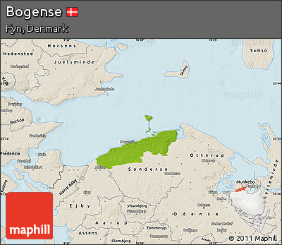 Physical Map of Bogense, shaded relief outside