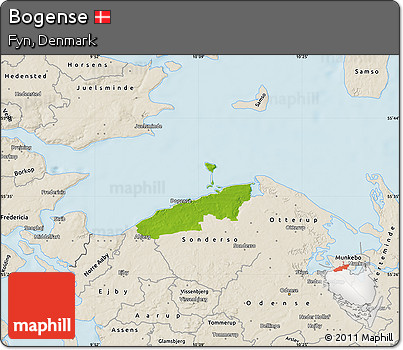 Physical Map of Bogense, shaded relief outside