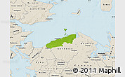 Physical Map of Bogense, shaded relief outside
