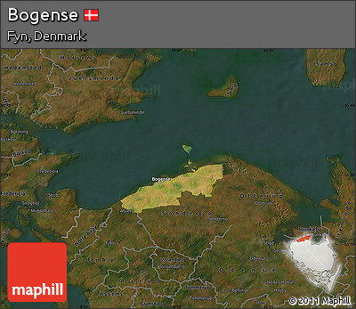 Satellite Map of Bogense, darken
