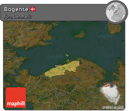 Satellite Map of Bogense, darken