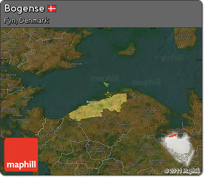 Satellite Map of Bogense, darken