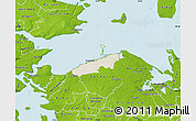 Shaded Relief Map of Bogense, physical outside