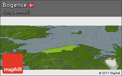 Physical Panoramic Map of Bogense, darken