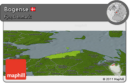 Physical Panoramic Map of Bogense, darken