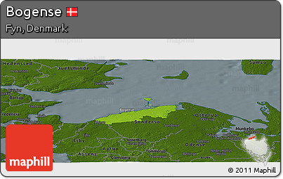 Physical Panoramic Map of Bogense, darken
