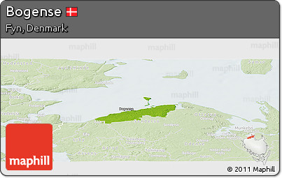 Physical Panoramic Map of Bogense, lighten