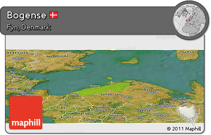 Physical Panoramic Map of Bogense, satellite outside