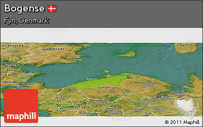 Physical Panoramic Map of Bogense, satellite outside