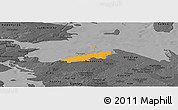 Political Panoramic Map of Bogense, darken, desaturated