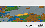 Political Panoramic Map of Bogense, darken