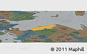 Political Panoramic Map of Bogense, darken, semi-desaturated
