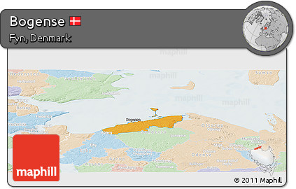 Political Panoramic Map of Bogense, lighten
