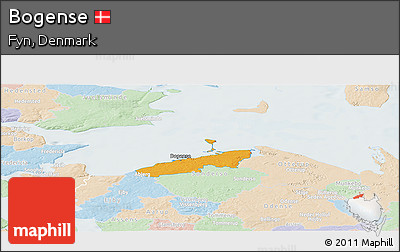 Political Panoramic Map of Bogense, lighten