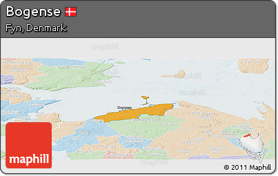 Political Panoramic Map of Bogense, lighten