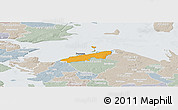 Political Panoramic Map of Bogense, lighten, semi-desaturated