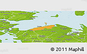 Political Panoramic Map of Bogense, physical outside