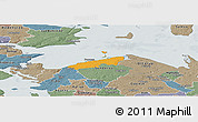 Political Panoramic Map of Bogense, semi-desaturated