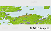 Satellite Panoramic Map of Bogense, physical outside