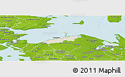 Shaded Relief Panoramic Map of Bogense, physical outside