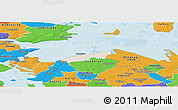 Shaded Relief Panoramic Map of Bogense, political outside