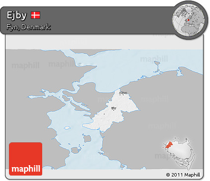 Gray 3D Map of Ejby, single color outside