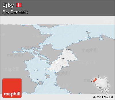 Gray 3D Map of Ejby, single color outside