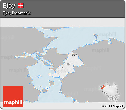 Gray 3D Map of Ejby, single color outside