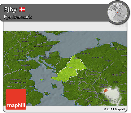 Physical 3D Map of Ejby, darken