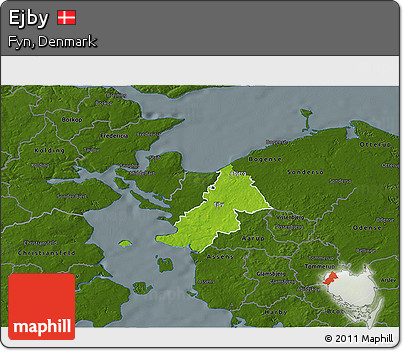 Physical 3D Map of Ejby, darken