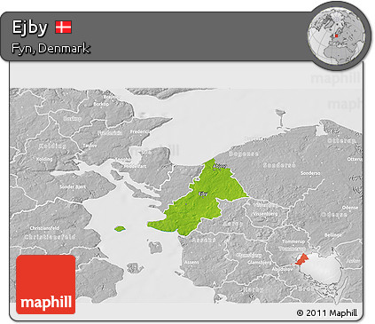 Physical 3D Map of Ejby, lighten, desaturated