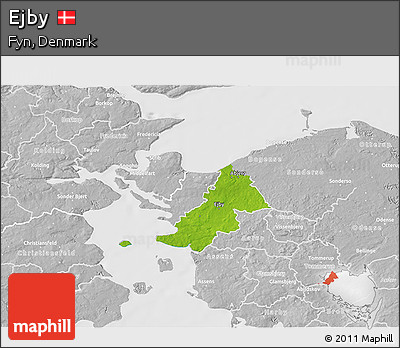 Physical 3D Map of Ejby, lighten, desaturated