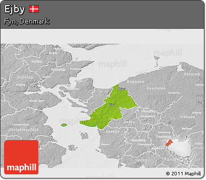 Physical 3D Map of Ejby, lighten, desaturated