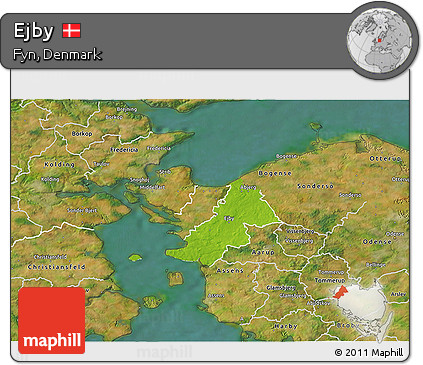 Physical 3D Map of Ejby, satellite outside