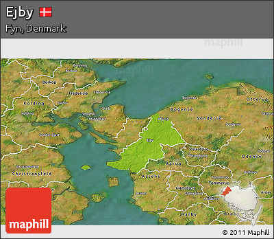 Physical 3D Map of Ejby, satellite outside