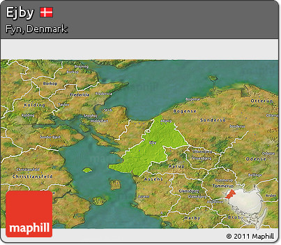 Physical 3D Map of Ejby, satellite outside