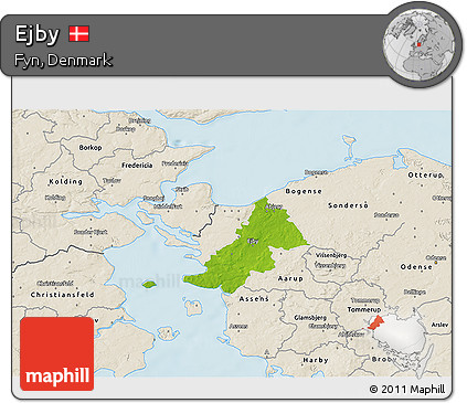 Physical 3D Map of Ejby, shaded relief outside