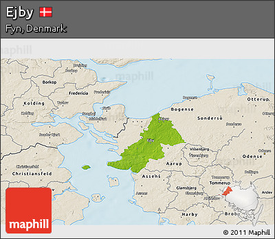 Physical 3D Map of Ejby, shaded relief outside