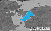Political 3D Map of Ejby, darken, desaturated