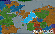 Political 3D Map of Ejby, darken