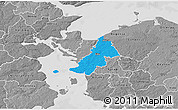 Political 3D Map of Ejby, desaturated