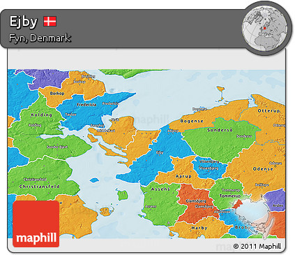 Political 3D Map of Ejby