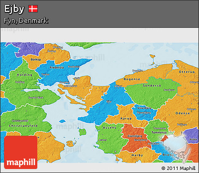 Political 3D Map of Ejby