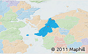 Political 3D Map of Ejby, lighten