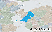 Political 3D Map of Ejby, lighten, semi-desaturated