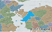 Political 3D Map of Ejby, semi-desaturated