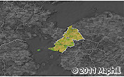 Satellite 3D Map of Ejby, darken, desaturated