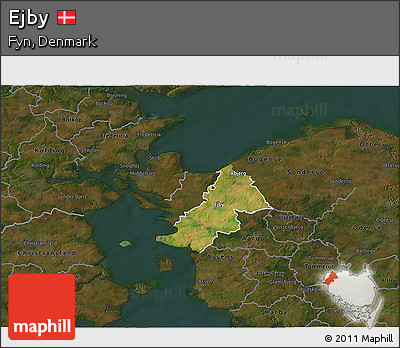 Satellite 3D Map of Ejby, darken