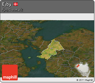 Satellite 3D Map of Ejby, darken